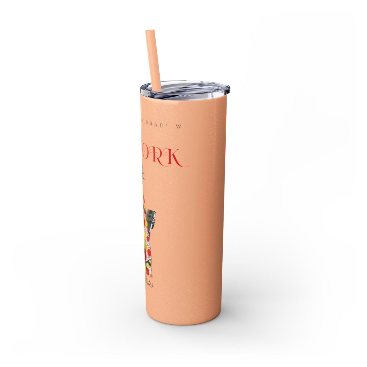 New York Glitter Skinny Tumbler with Straw, 20oz - Image 8