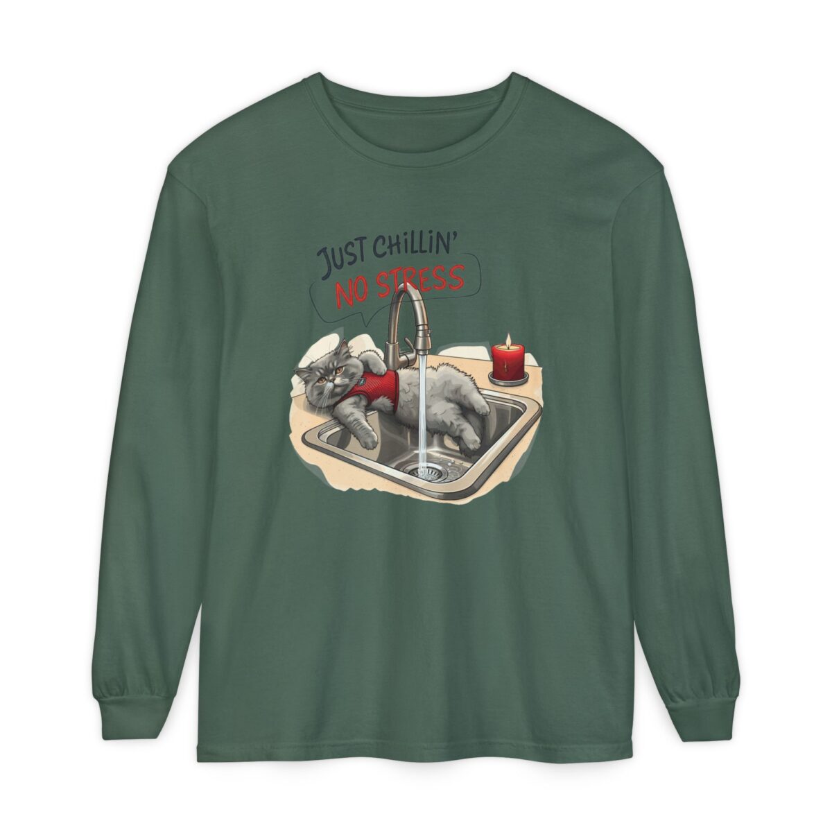 Just chillin' no stress Unisex Garment-dyed Long Sleeve T-Shirt - Image 25