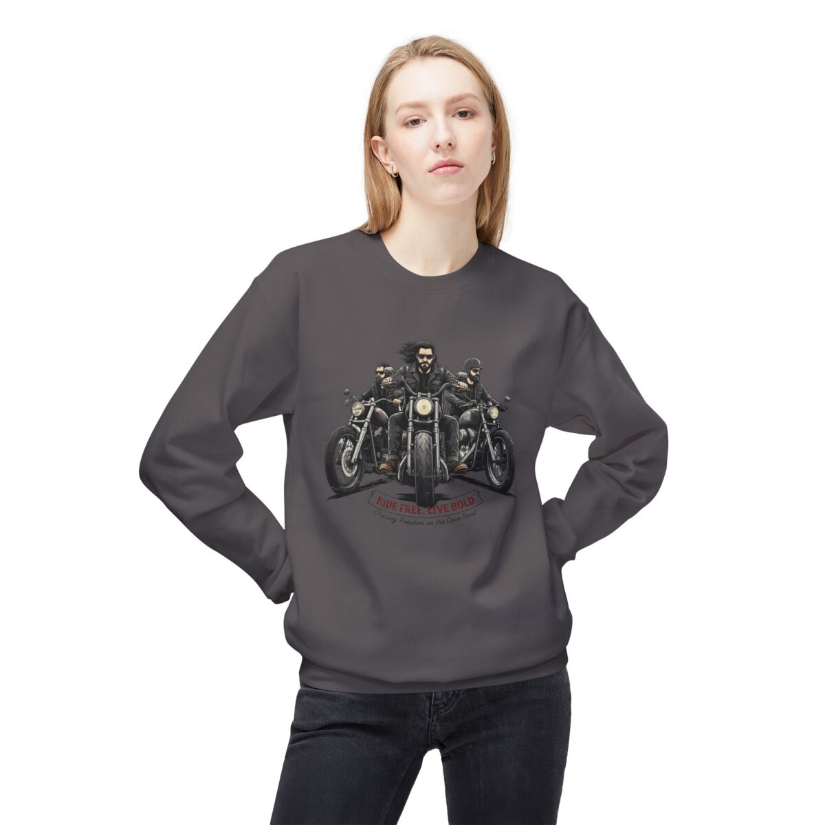 Ride free live bold Unisex Midweight Softstyle Fleece Crewneck Sweatshirt - Image 11