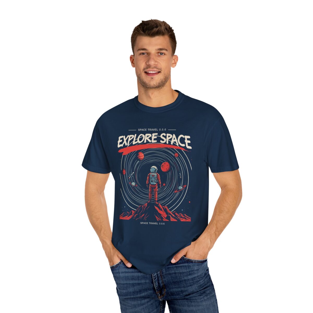 Explore Space Unisex Garment-Dyed T-Shirt | Adventure & Travel Theme - Image 4