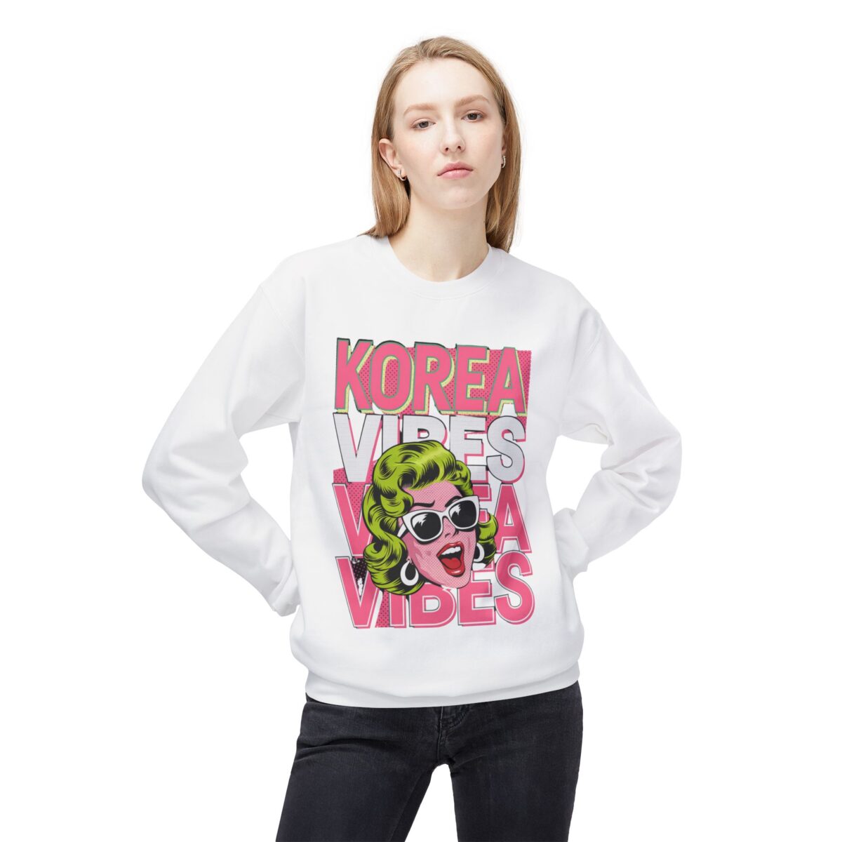 Korea Vibes Unisex Midweight Softstyle Fleece Crewneck Sweatshirt - Image 3