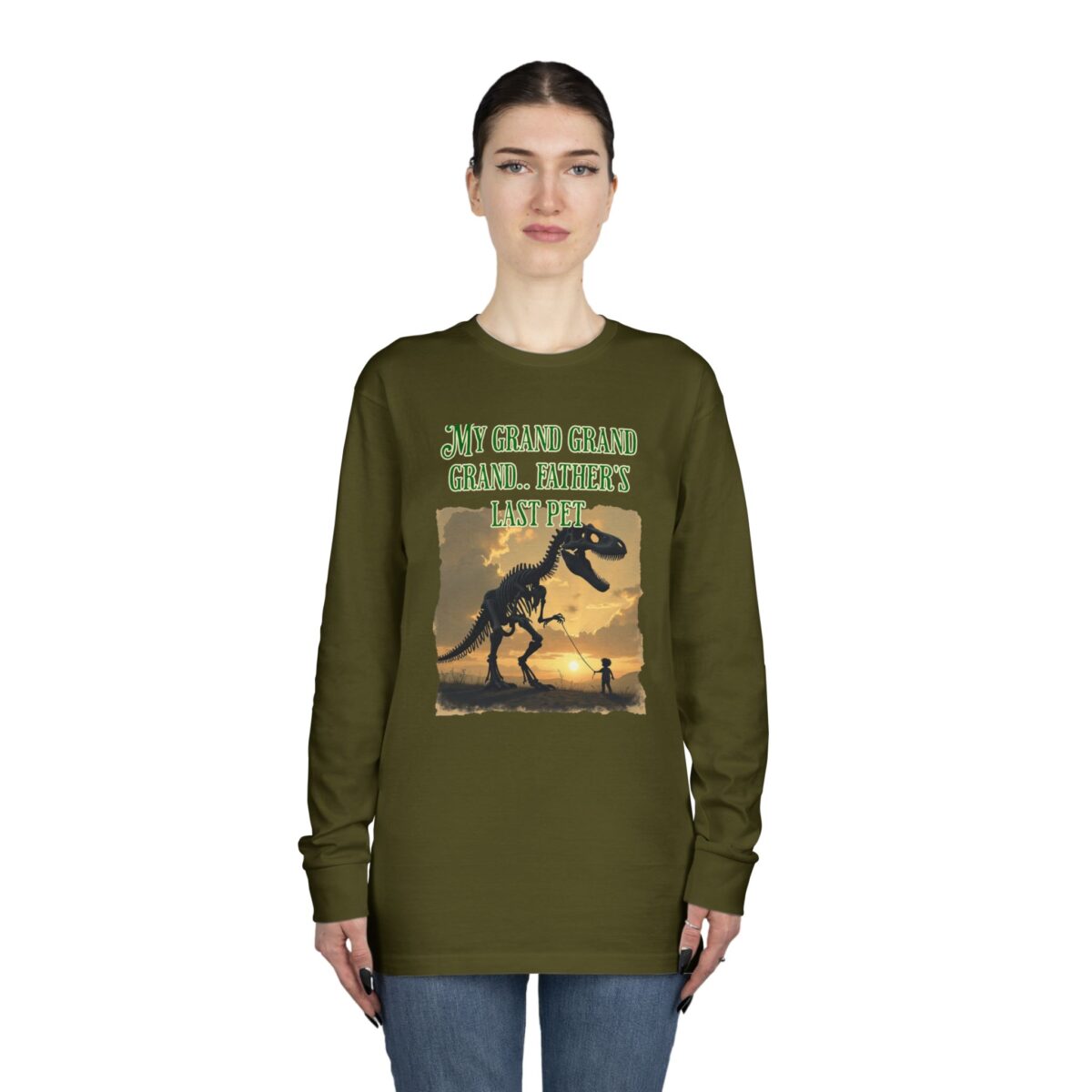 My Grand Grand Grandfather's Last Pet Long Sleeve Crewneck Tee - Dinosaur Theme - Image 20