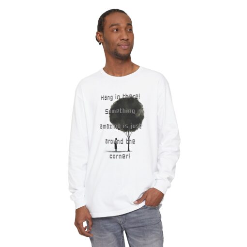Something amazing is just around the corner! Unisex Garment-dyed Long Sleeve T-Shirt - Image 3