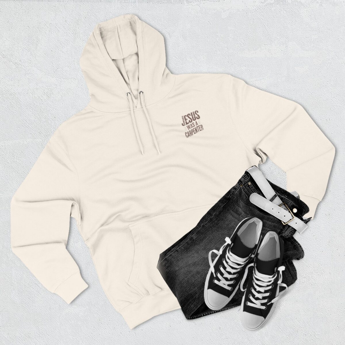 Jesus was a carpenter Three-Panel Fleece Hoodie - Image 19