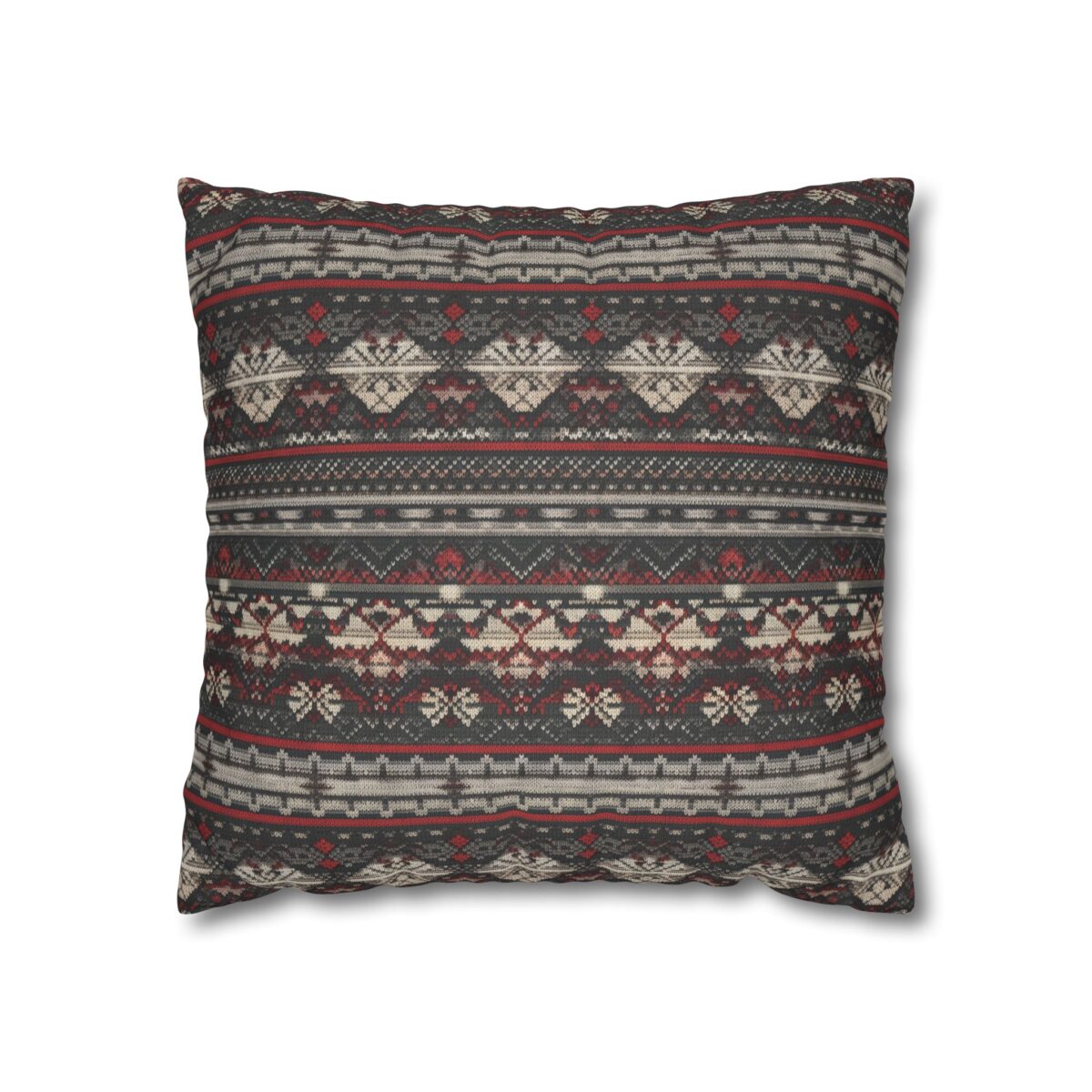 Nordic Knit Pattern Faux Suede Square Pillowcase - Image 5