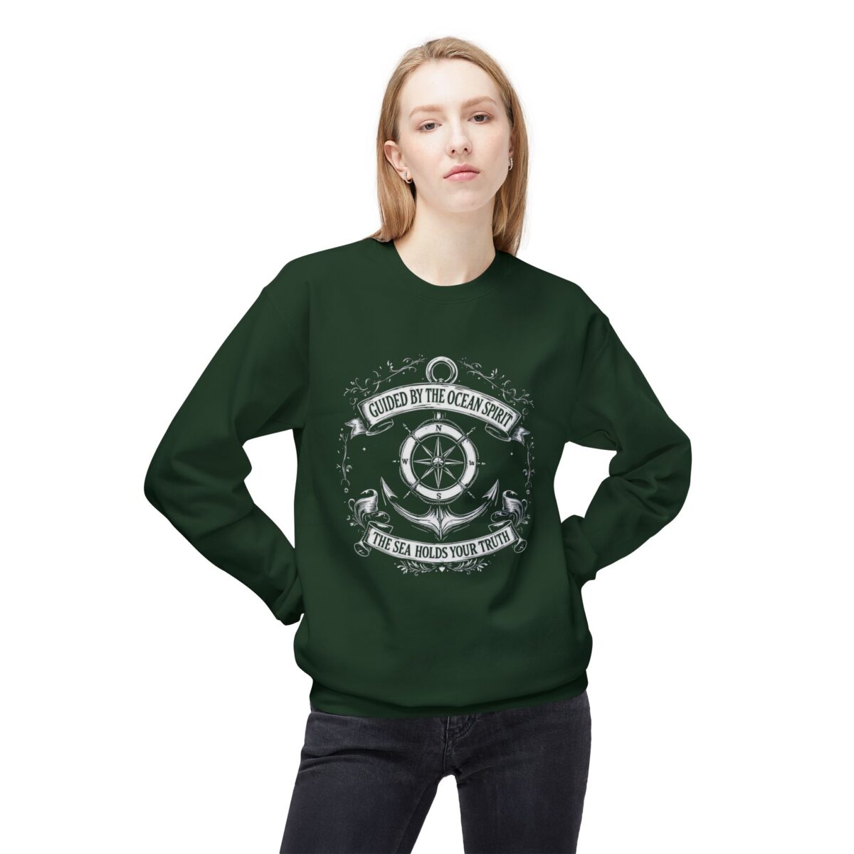 GUIDED BY THE OCEAN SPIRIT Unisex Midweight Softstyle Fleece Crewneck Sweatshirt - Image 19