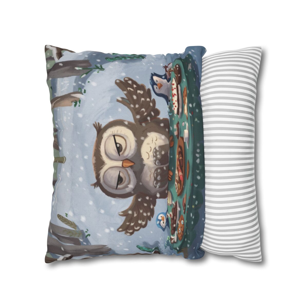 Winter Woodland Feast Spun Polyester Square Pillowcase - Image 12