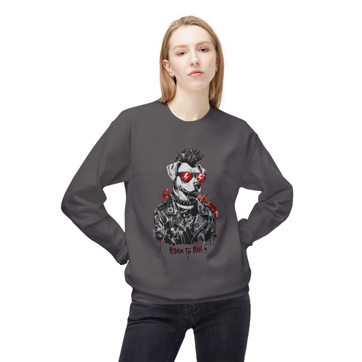 Born to rock Unisex Midweight Softstyle Fleece Crewneck Sweatshirt - Image 3