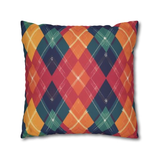 Festive Firelight Plaid Faux Suede Square Pillowcase - Image 15