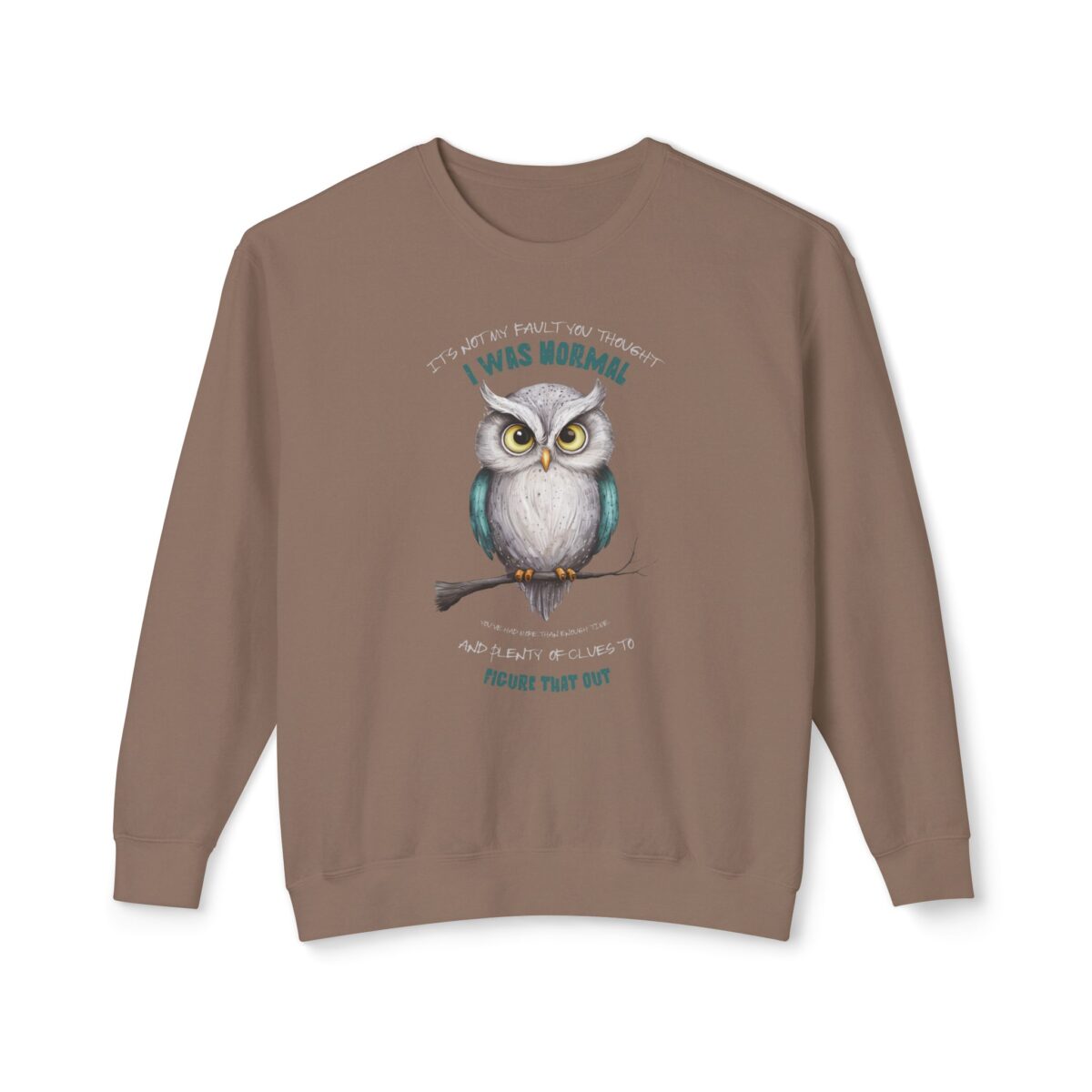 Quirky Owl's Message Unisex Lightweight Crewneck Sweatshirt - Image 5