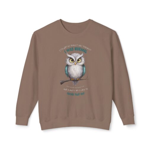 Quirky Owl's Message Unisex Lightweight Crewneck Sweatshirt - Image 5