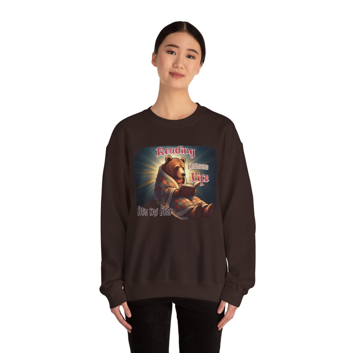 Reading brightens life, even the bear Unisex Heavy Blend™ Crewneck Sweatshirt - Image 8