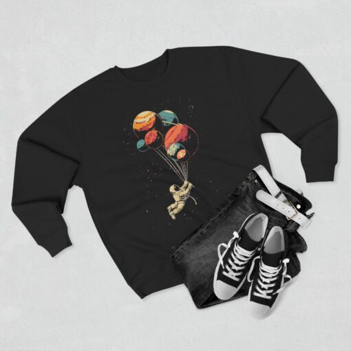Astronaut and balloon at a Time Unisex Crewneck Sweatshirt - Image 7