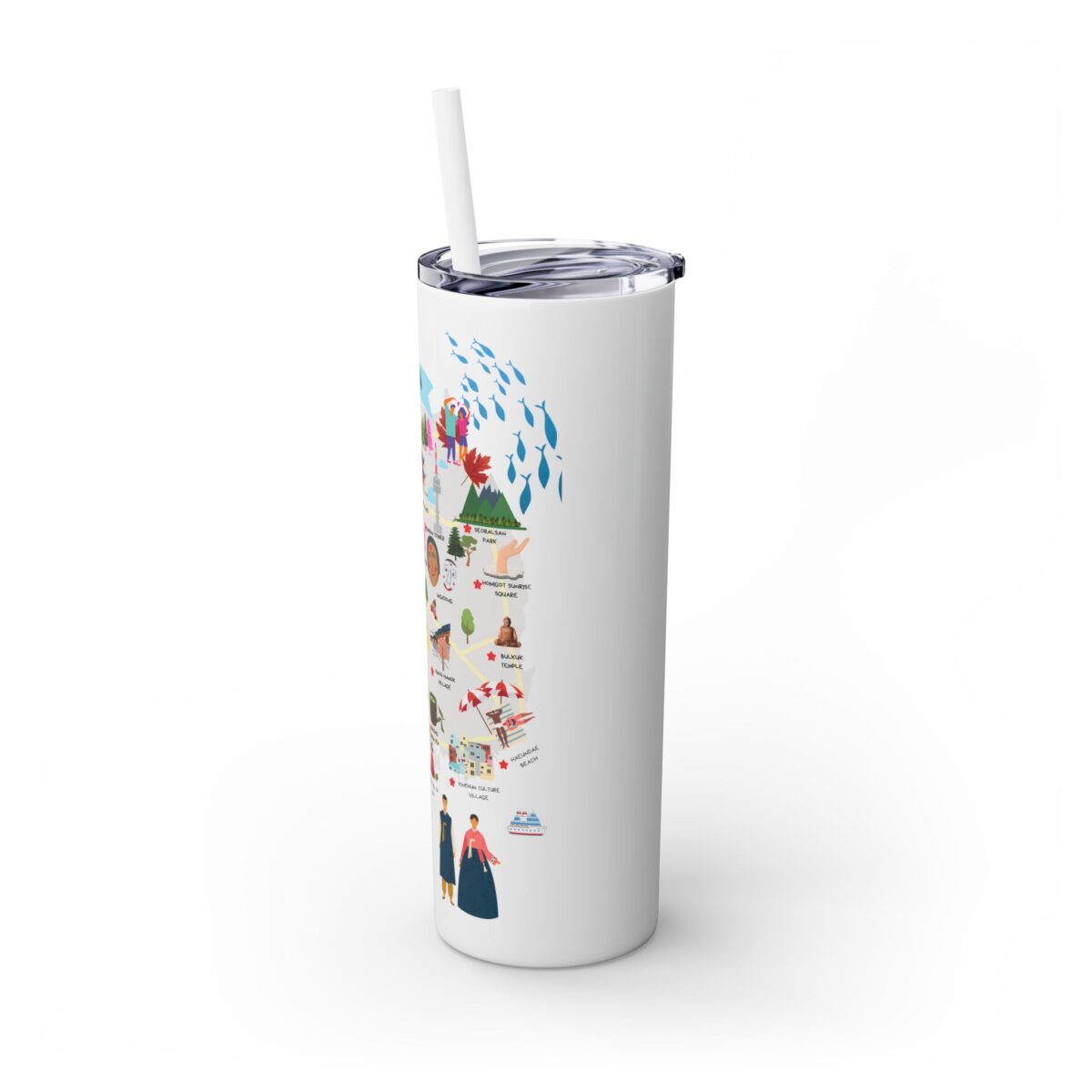 Korea Travel Map Skinny Tumbler with Straw, 20oz - Image 4