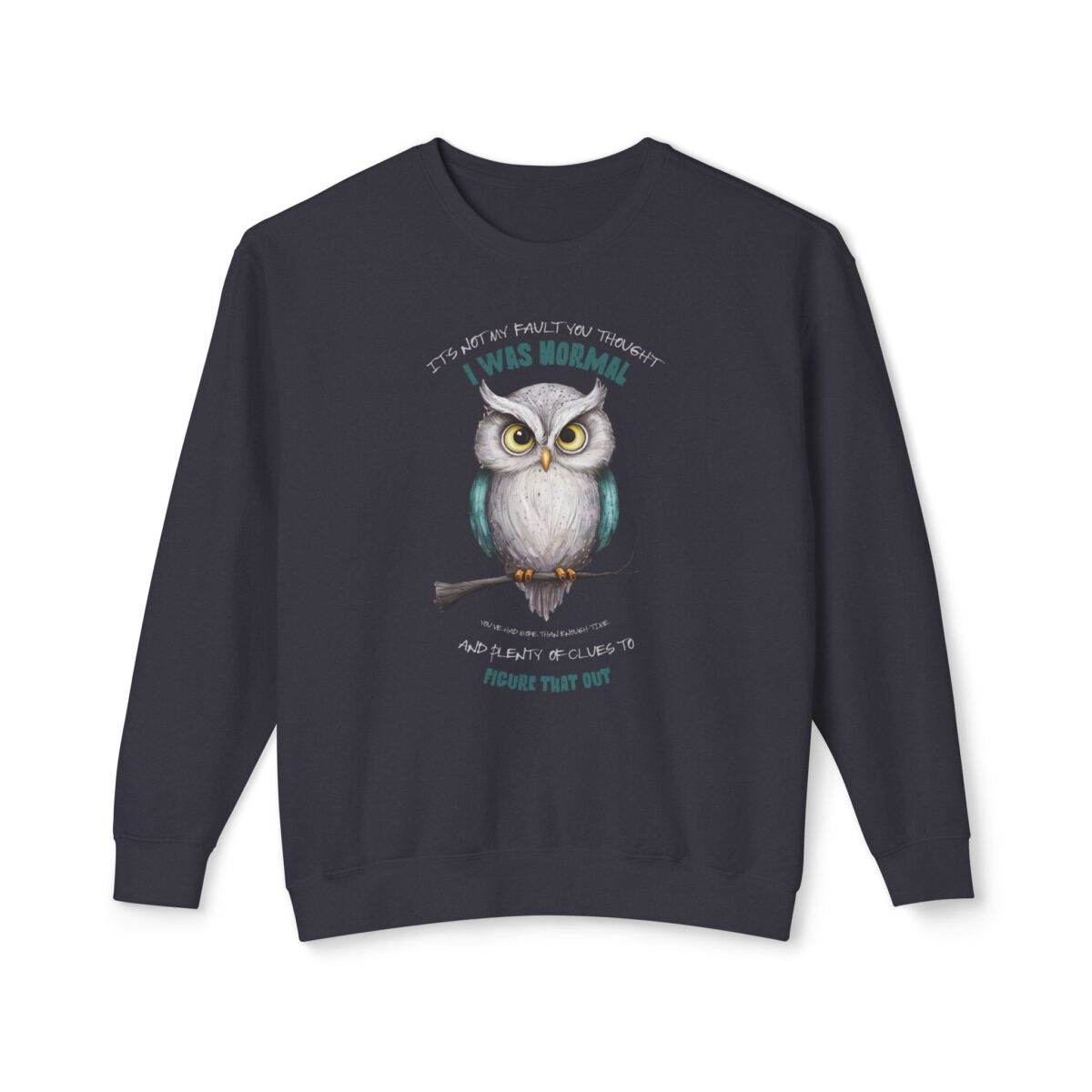 Quirky Owl's Message Unisex Lightweight Crewneck Sweatshirt - Image 21
