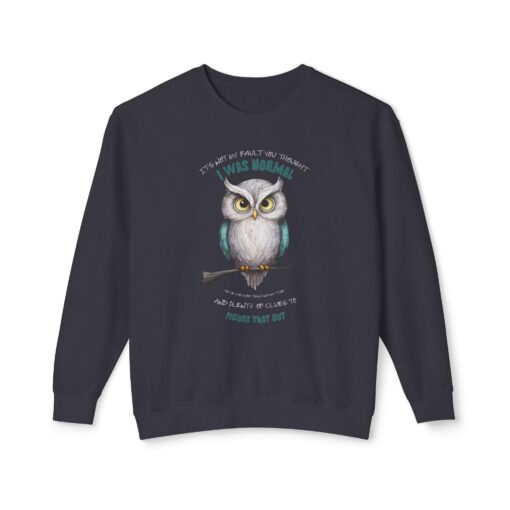 Quirky Owl's Message Unisex Lightweight Crewneck Sweatshirt - Image 21