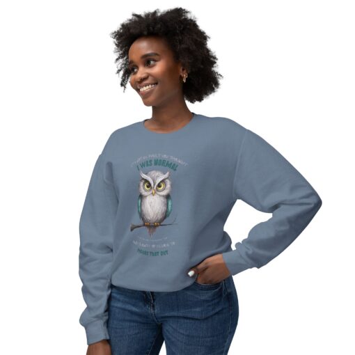 Quirky Owl's Message Unisex Lightweight Crewneck Sweatshirt - Image 19