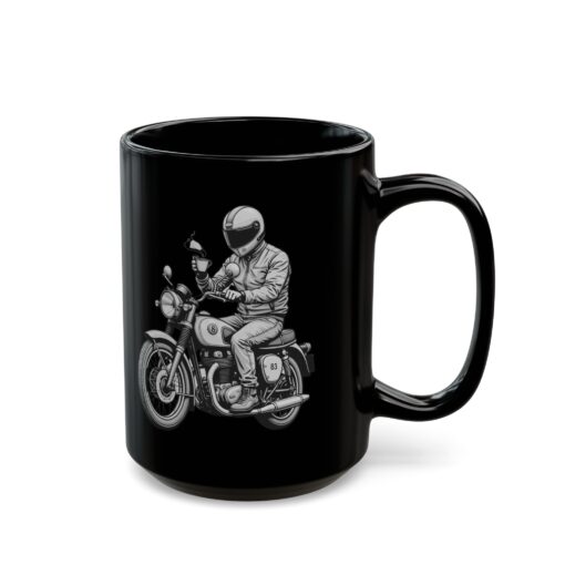 Motorcycle Rider with Coffee Black Mug (11oz, 15oz) - Image 6