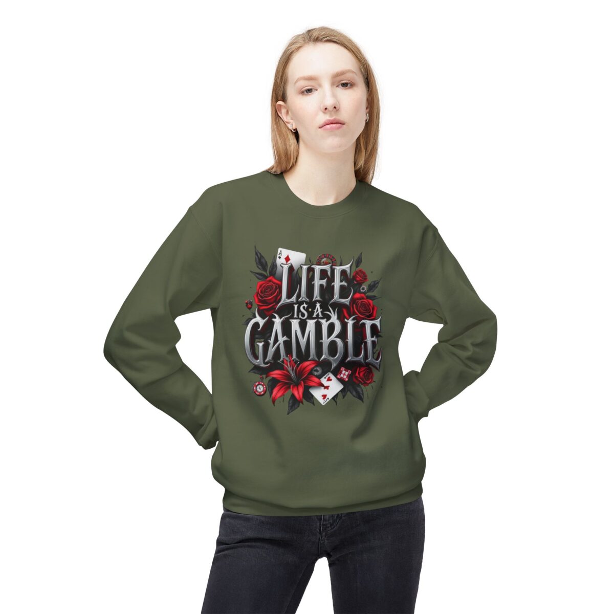 Life is a gamble Unisex Midweight Softstyle Fleece Crewneck Sweatshirt - Image 11