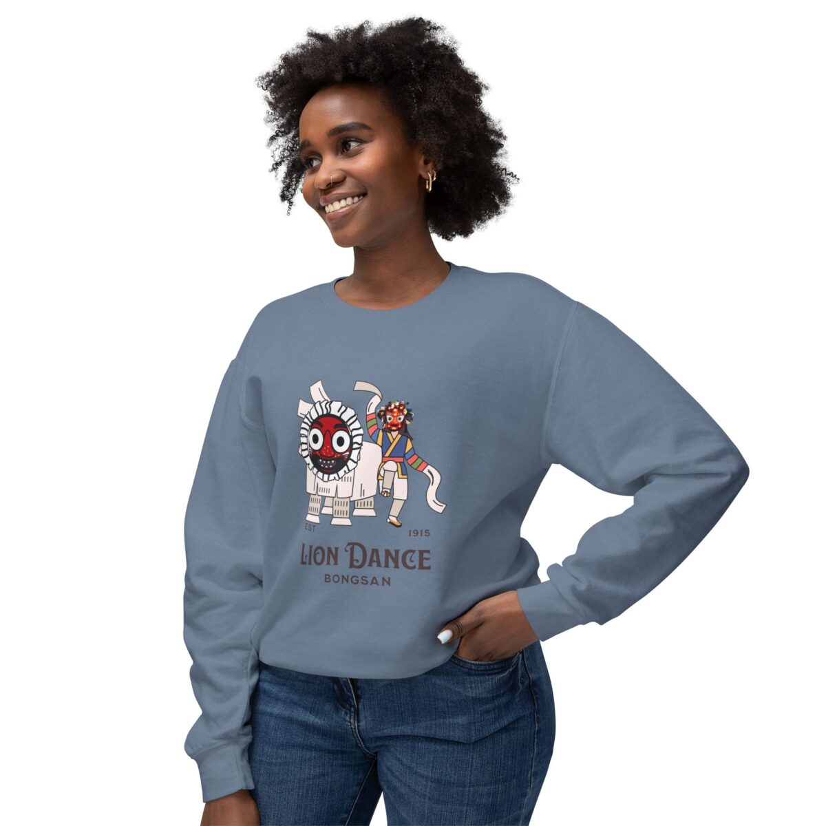 Korean traditional lion dance Unisex Lightweight Crewneck Sweatshirt - Image 27