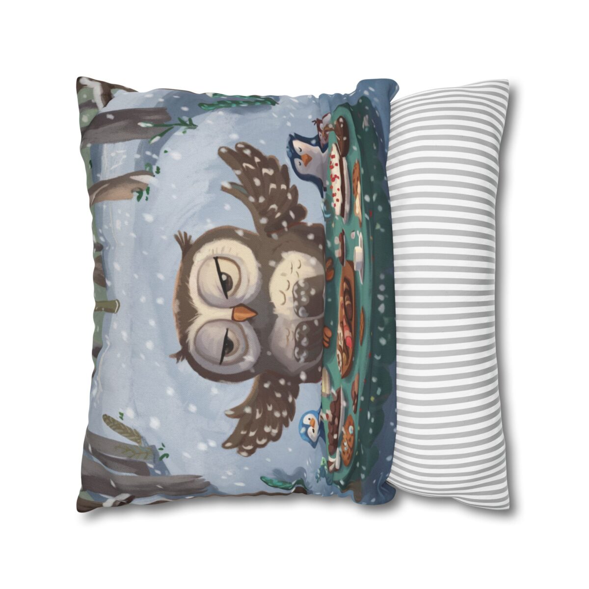 Winter Woodland Feast Spun Polyester Square Pillowcase - Image 16