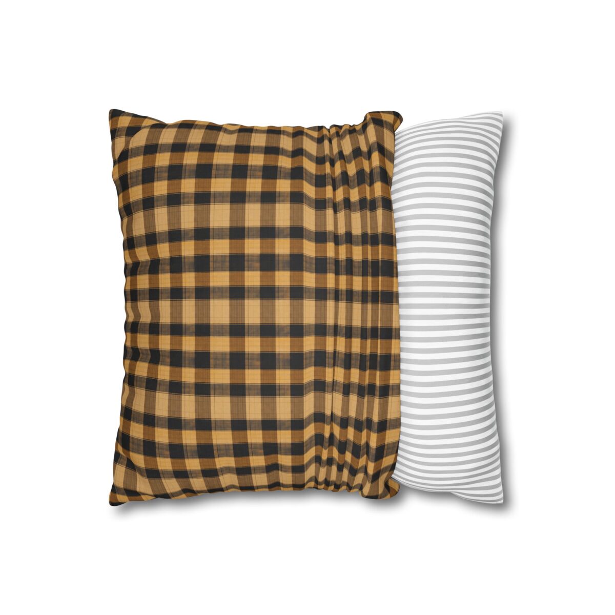 Yellow hue plaid Faux Suede Square Pillowcase - Image 4