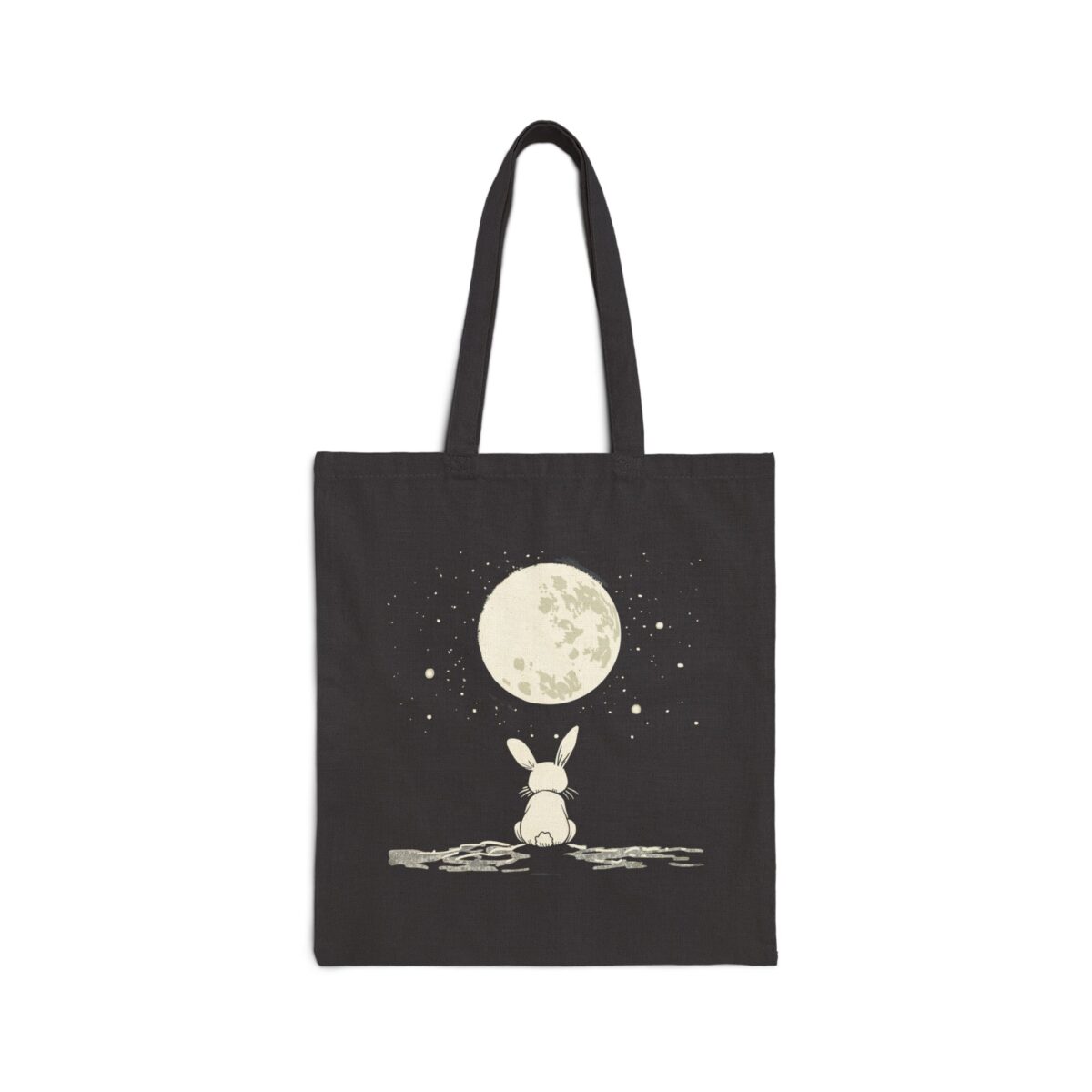 The rabbit looking at Earth from the moon Cotton Canvas Tote Bag
