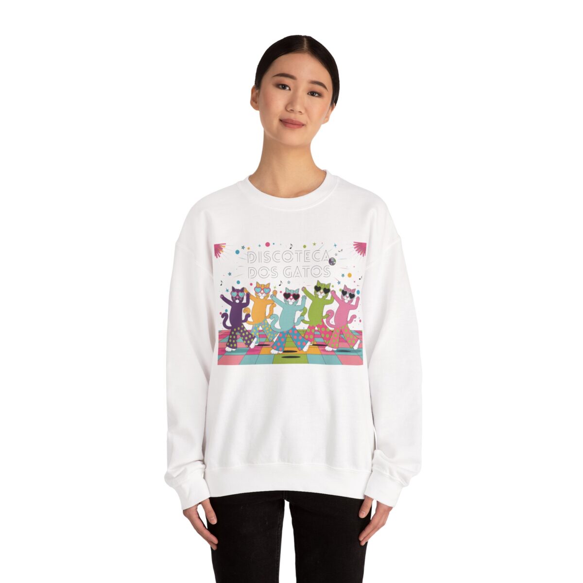 Discoteca dos Gatos Unisex Heavy Blend™ Crewneck Sweatshirt - Image 4