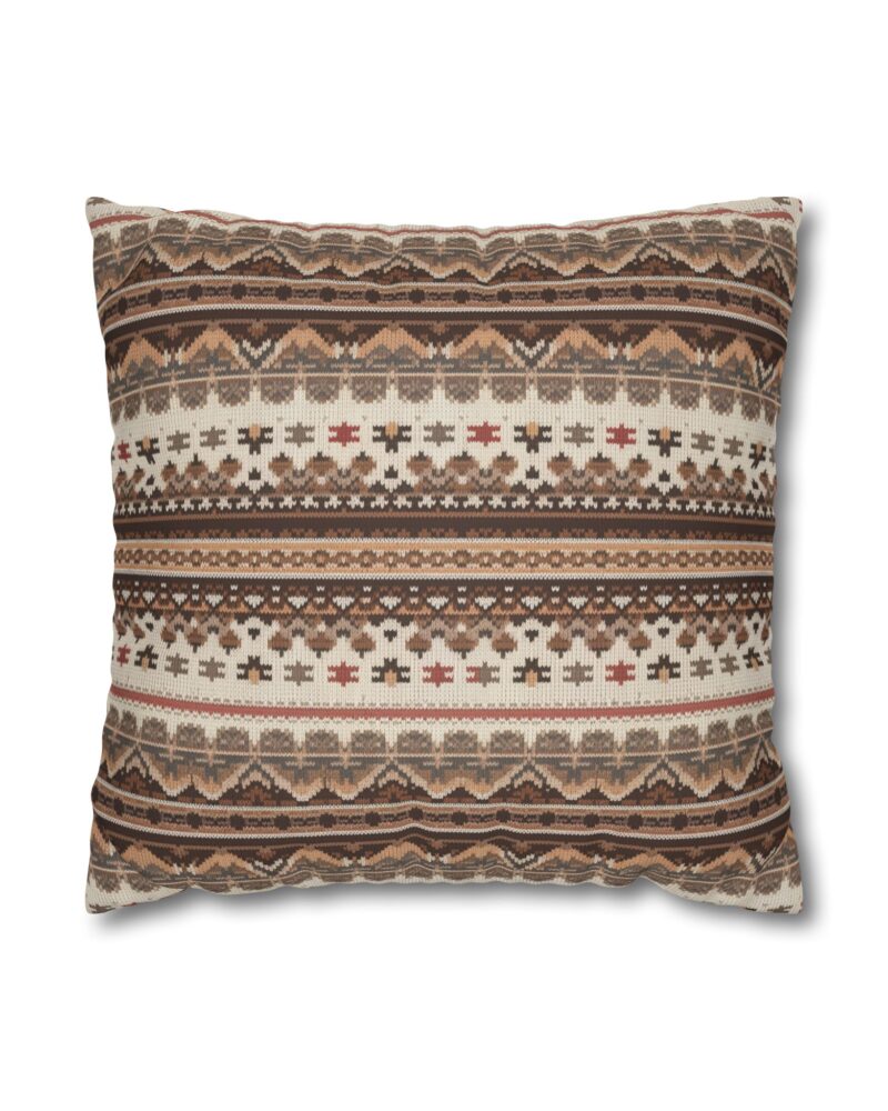 Warm Nordic Knit  Faux Suede Square Pillowcase