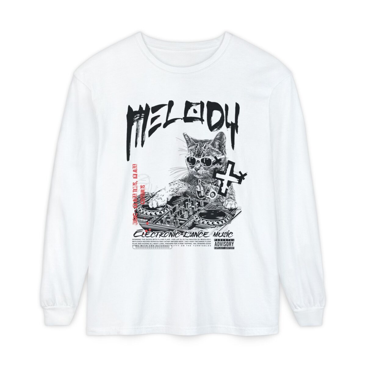 DJ Cat Unisex Garment-dyed Long Sleeve T-Shirt