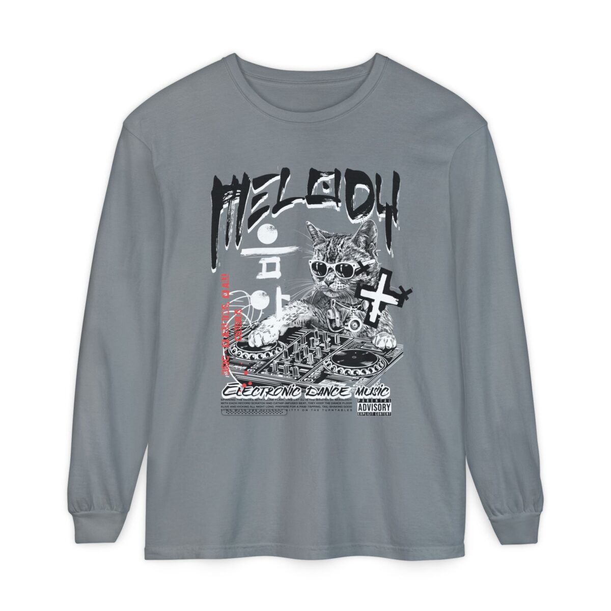 DJ Cat Unisex Garment-dyed Long Sleeve T-Shirt - Image 21