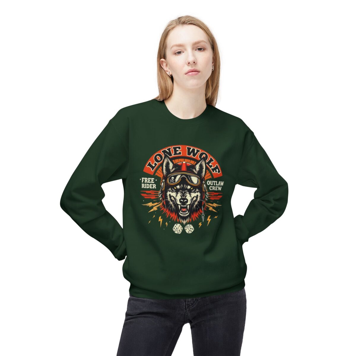 Lone Wolf Unisex Midweight Softstyle Fleece Crewneck Sweatshirt - Image 15