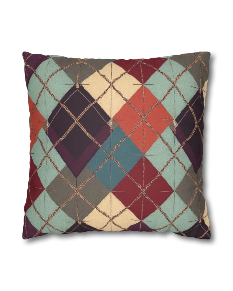 Vintage Harvest Argyle Faux Suede Square Pillowcase