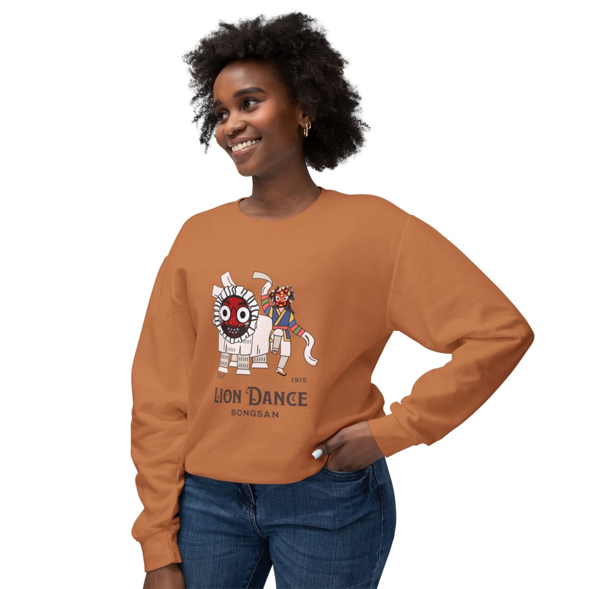 Korean traditional lion dance Unisex Lightweight Crewneck Sweatshirt - Image 11
