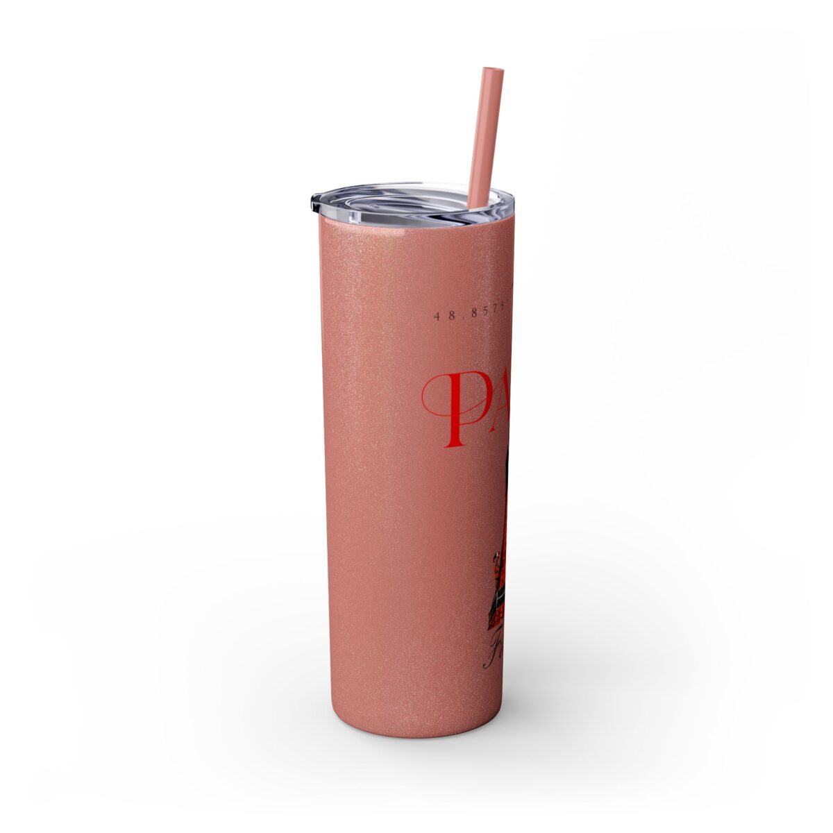 Paris Glitter Skinny Tumbler with Straw, 20oz - Image 6