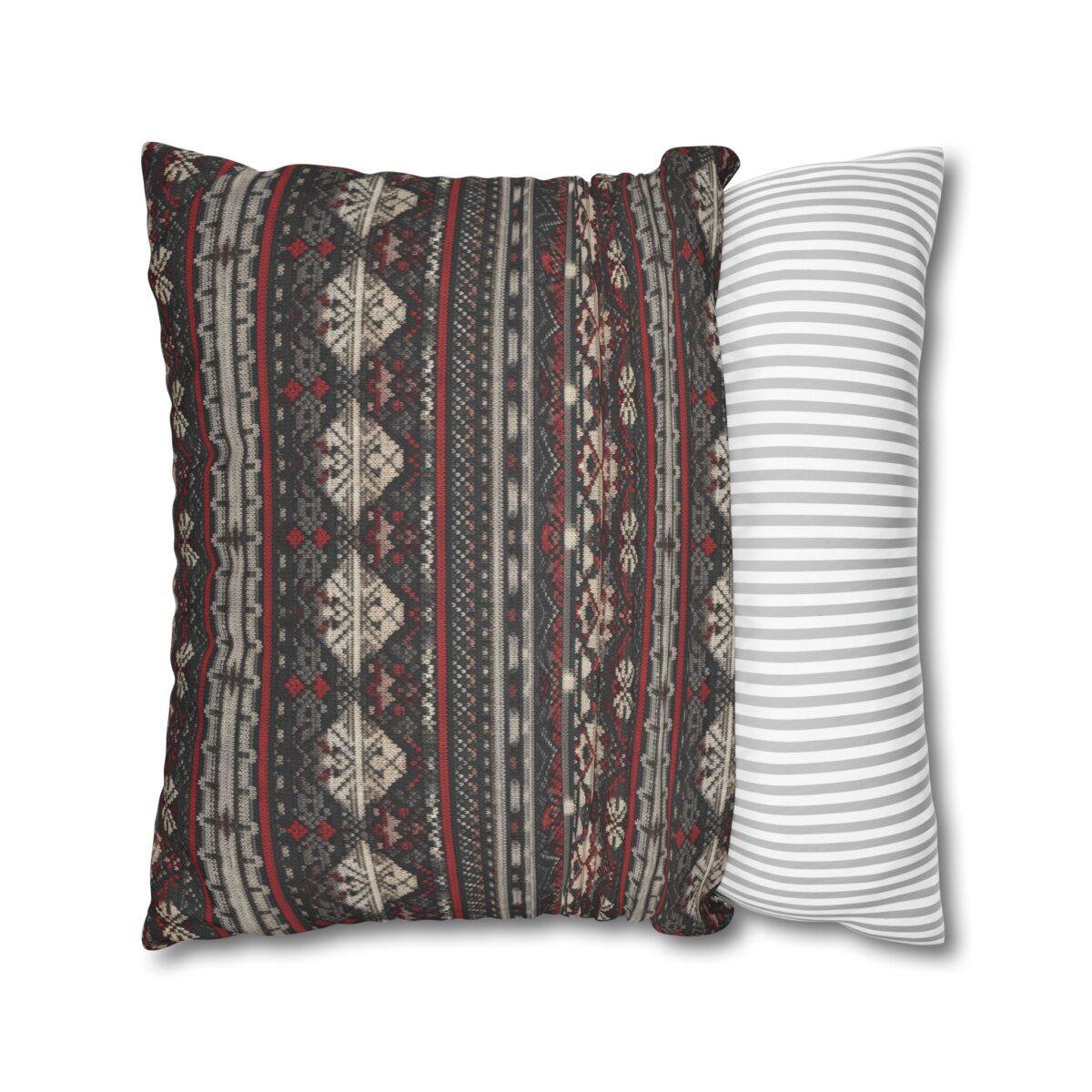 Nordic Knit Pattern Faux Suede Square Pillowcase - Image 16