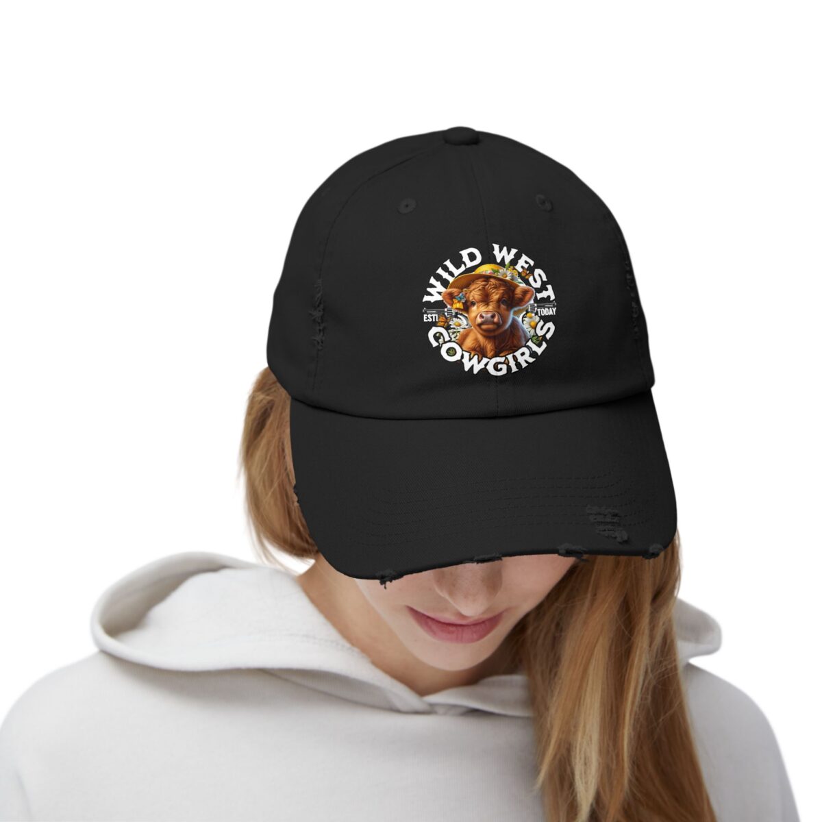 Wild West Cow Girls Unisex Distressed Cap - Image 4