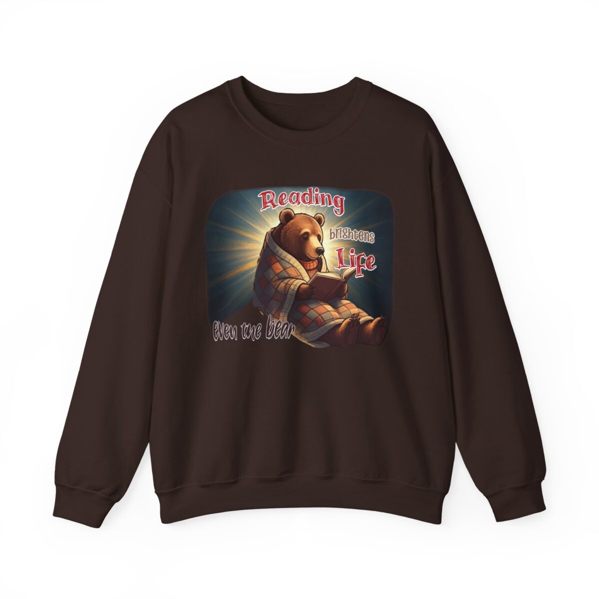 Reading brightens life, even the bear Unisex Heavy Blend™ Crewneck Sweatshirt - Image 5