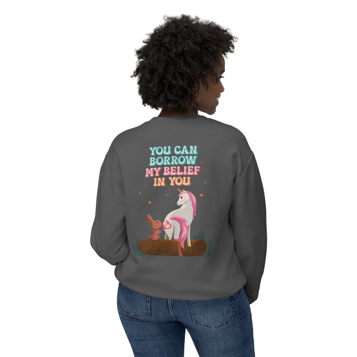 Yohave my belief in you Unisex Lightweight u can Crewneck Sweatshirt - Image 12