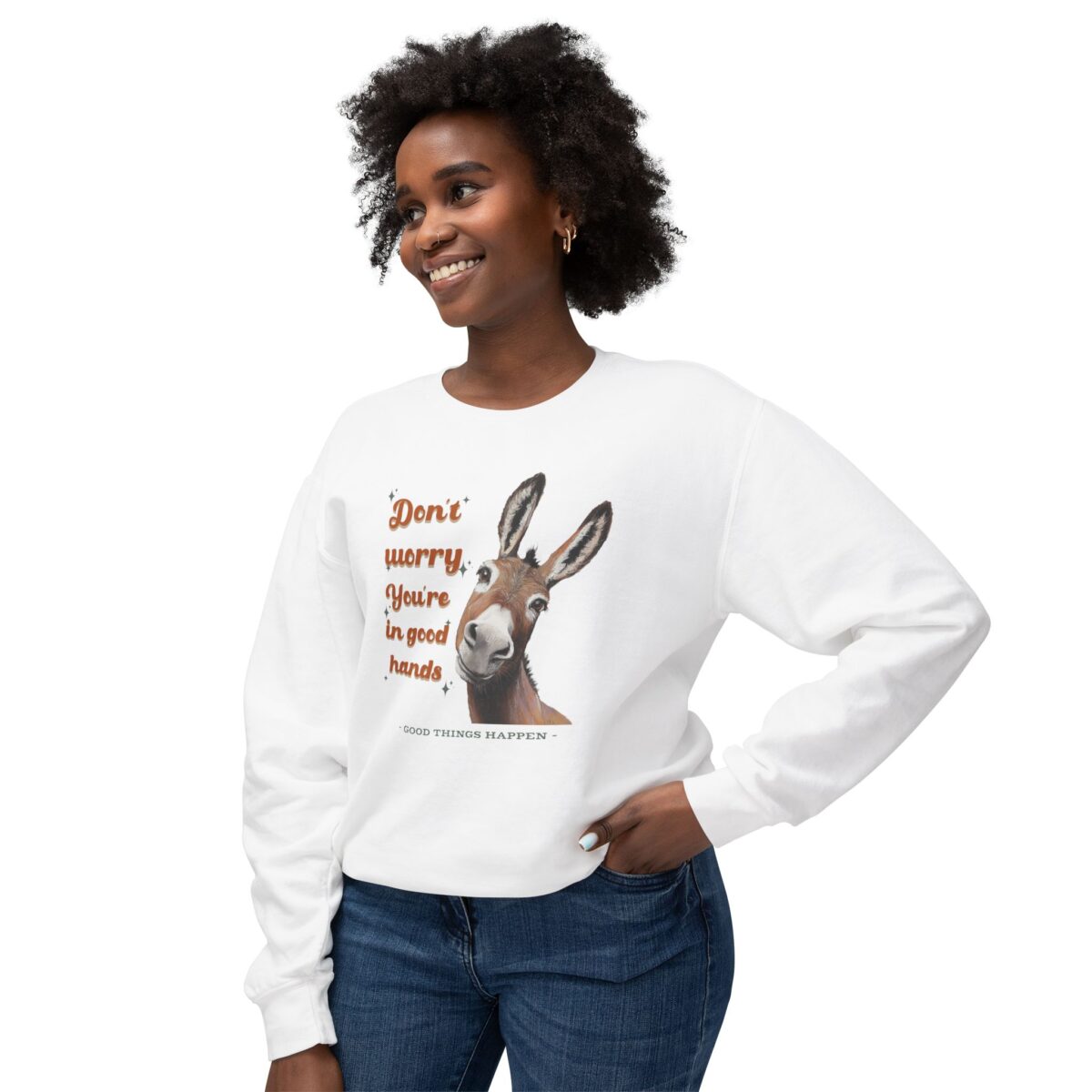 You're in good hands Unisex Lightweight Crewneck Sweatshirt - Image 3