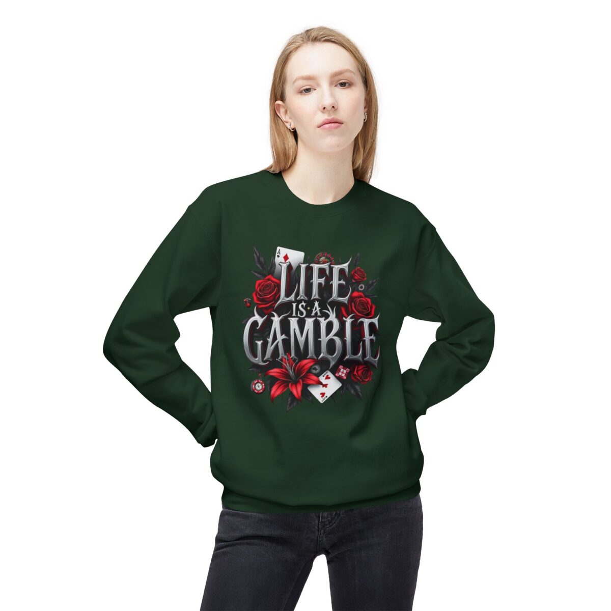 Life is a gamble Unisex Midweight Softstyle Fleece Crewneck Sweatshirt - Image 15