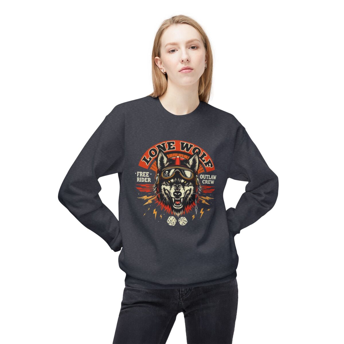 Lone Wolf Unisex Midweight Softstyle Fleece Crewneck Sweatshirt - Image 19