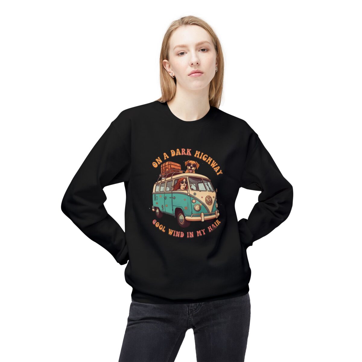 On a dark highway Unisex Midweight Softstyle Fleece Crewneck Sweatshirt - Image 3