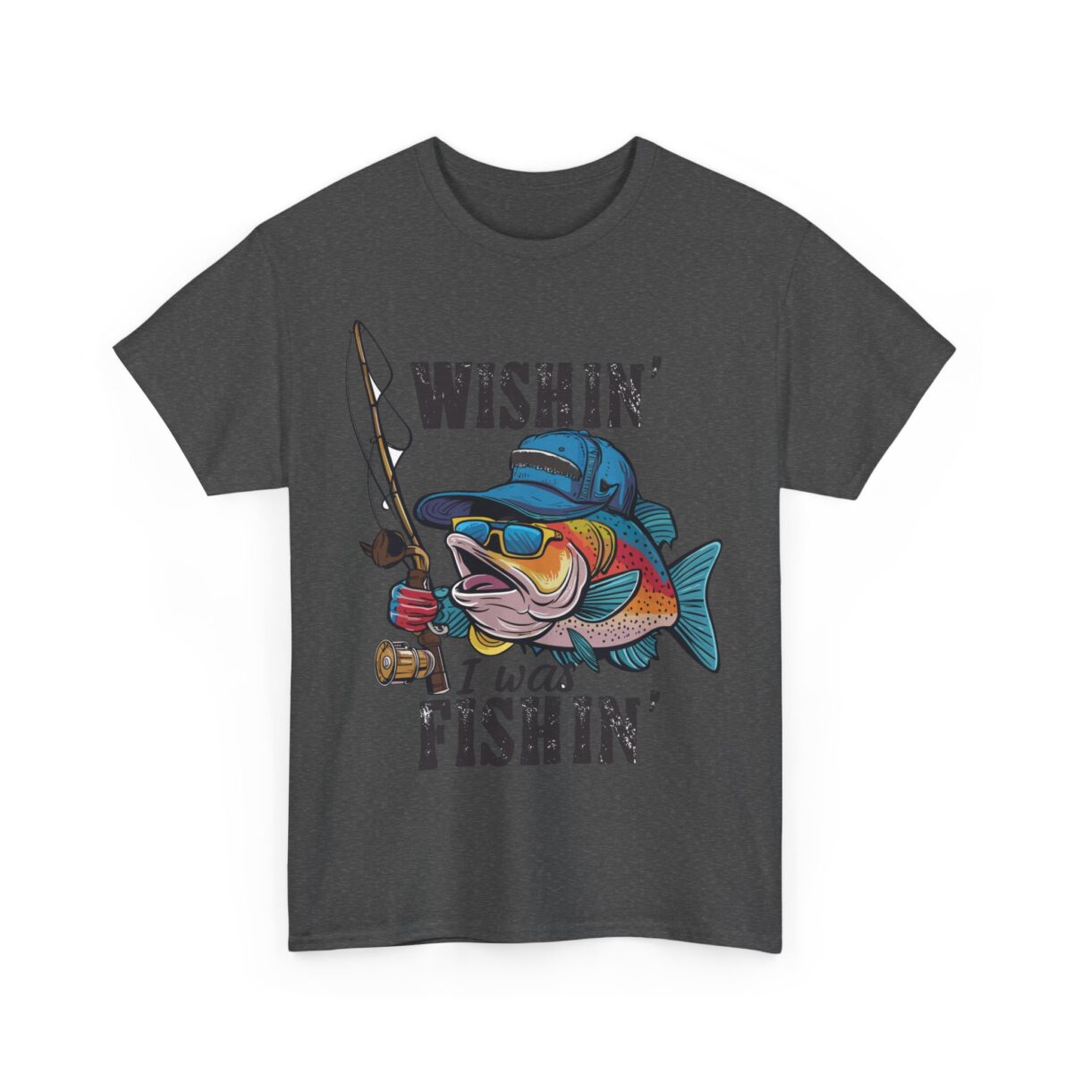 Whishing I was fishing Unisex Heavy Cotton Tee - Image 7