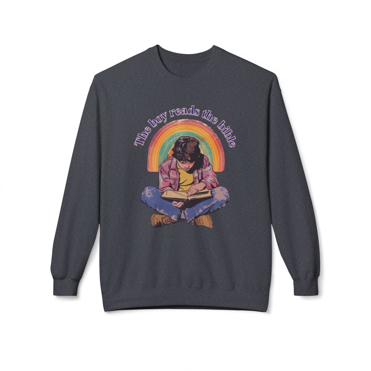 The boy reads the bible Unisex Midweight Softstyle Fleece Crewneck Sweatshirt - Image 13