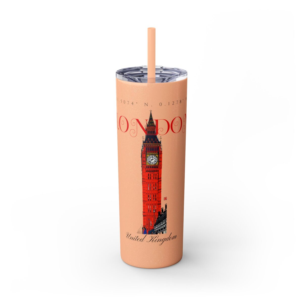 London Glitter Skinny Tumbler with Straw, 20oz - Image 5