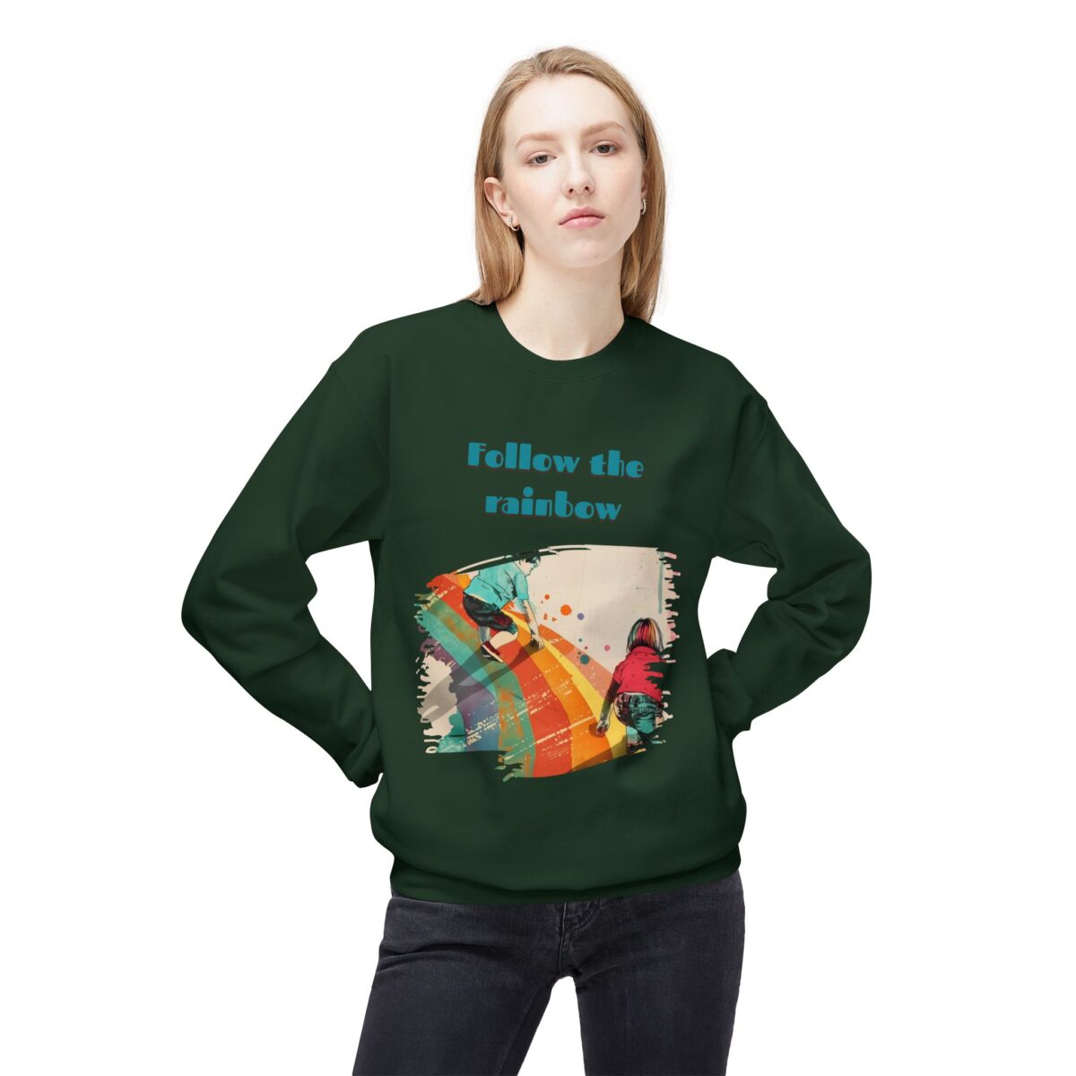 Follow the rainbow Unisex Midweight Softstyle Fleece Crewneck Sweatshirt - Image 23