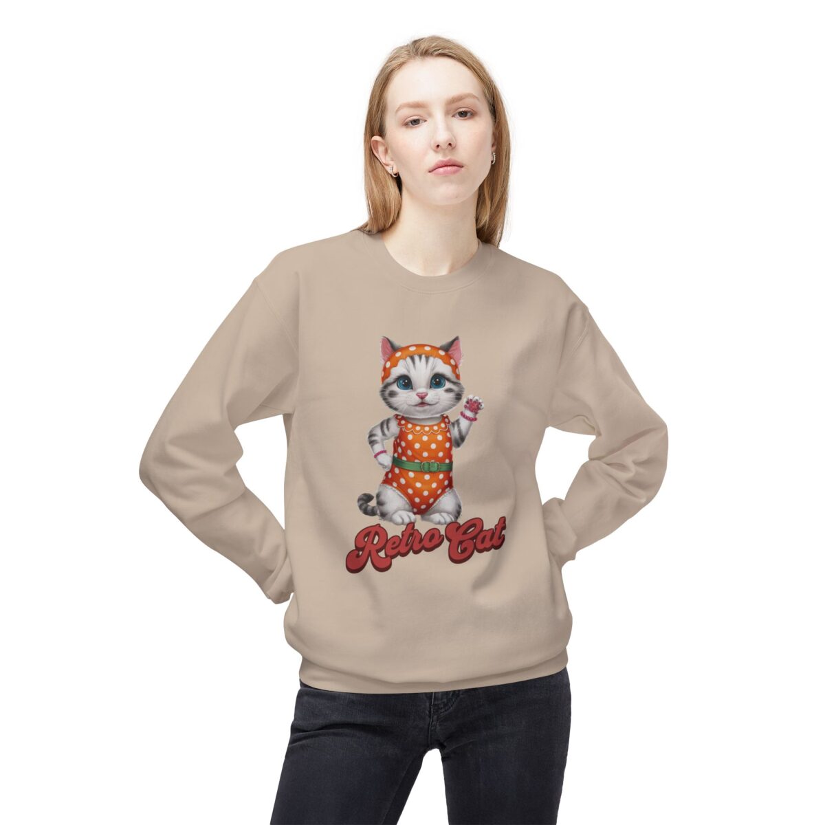 Retro Cat Unisex Midweight Softstyle Fleece Crewneck Sweatshirt - Image 19