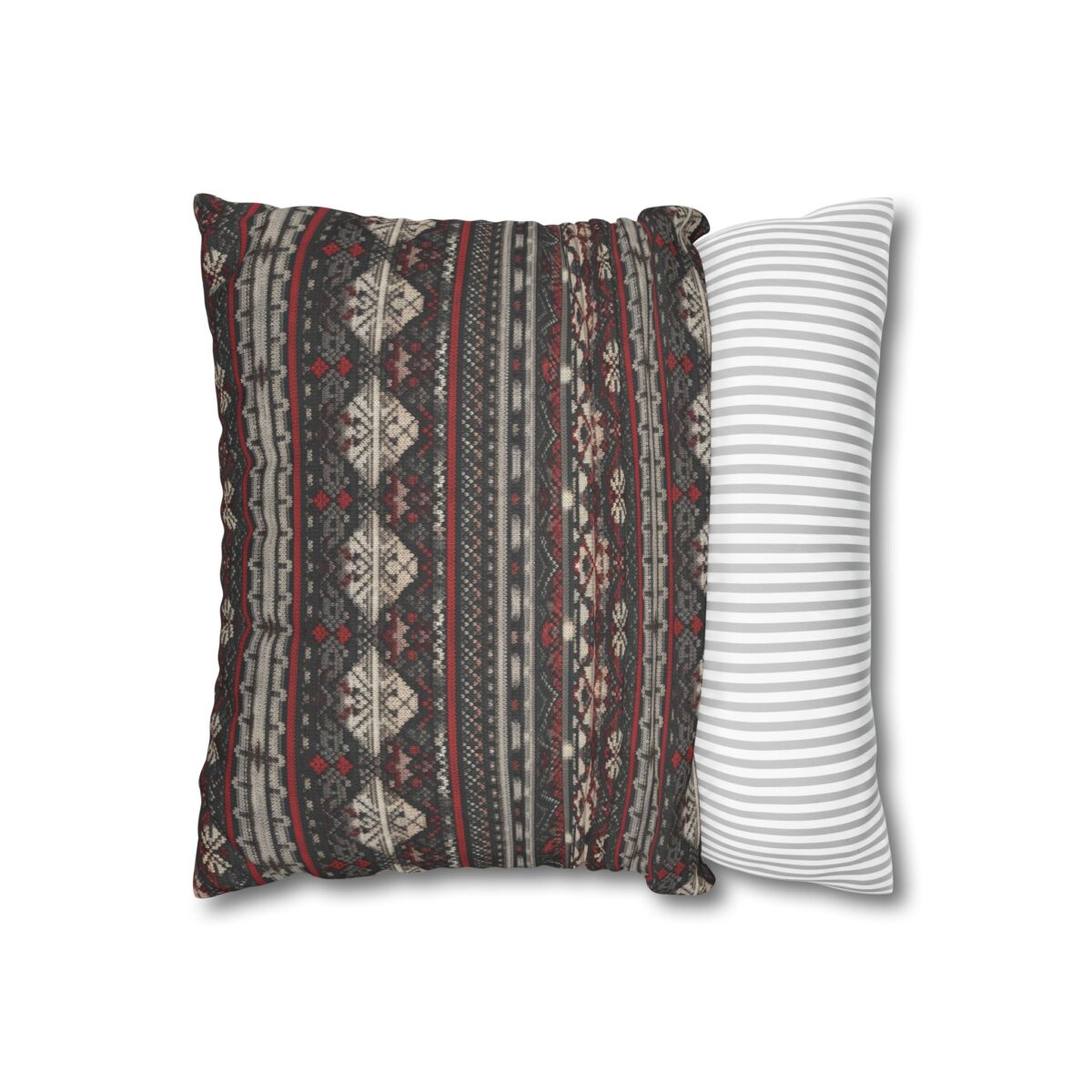 Nordic Knit Pattern Faux Suede Square Pillowcase - Image 2