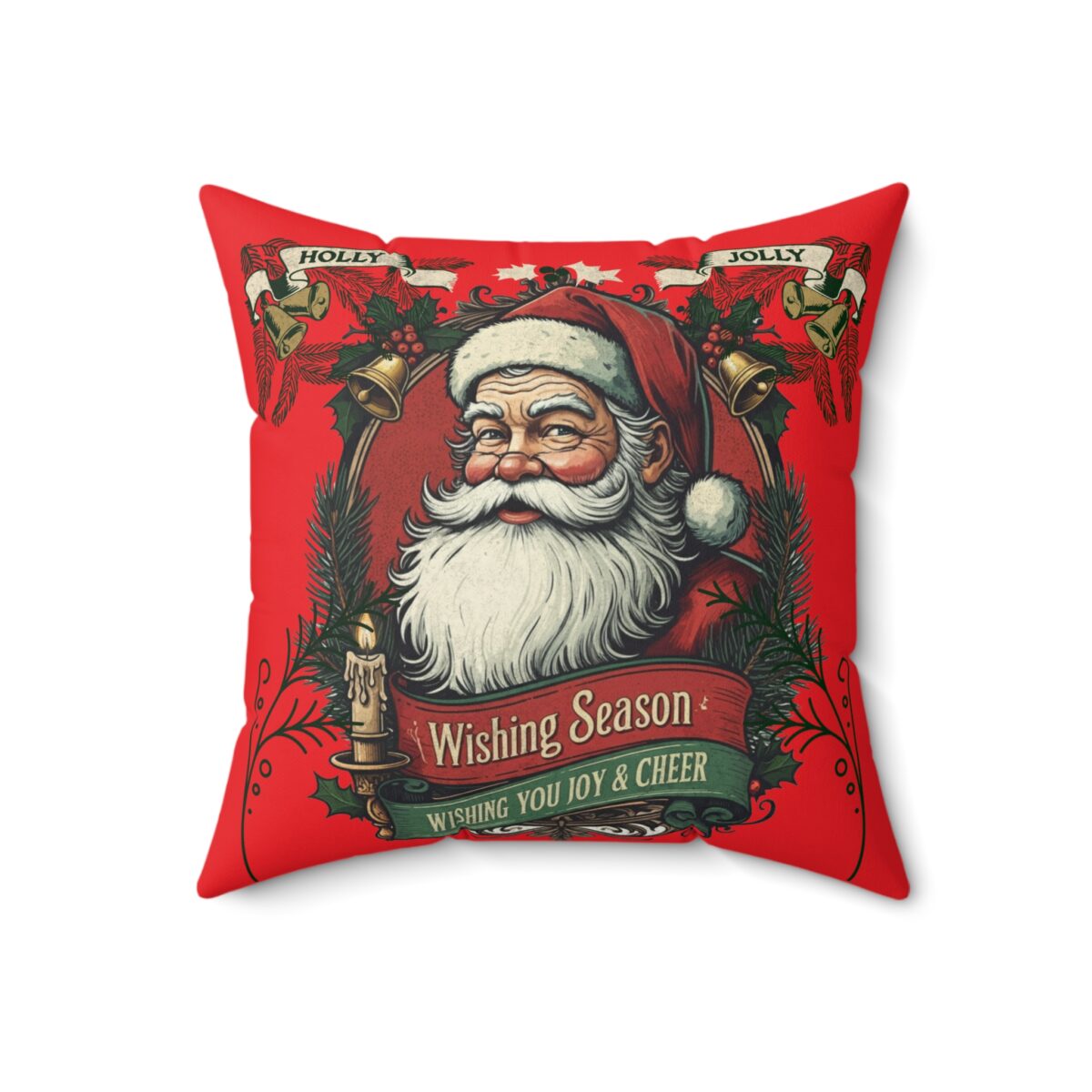 Holly Jolly Spun Polyester Square Pillow - Image 8